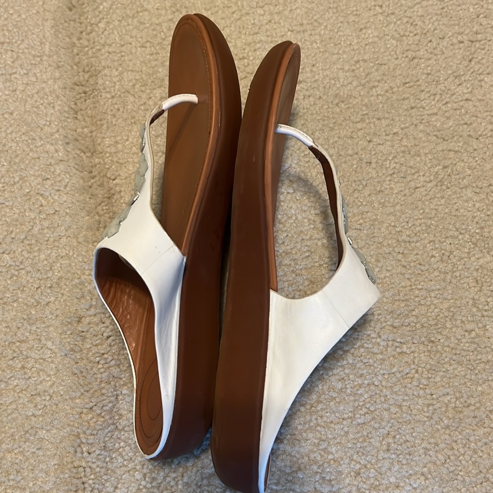 Fitflop White Banda Leather Toe Thong Sandals Size 9 - Picture 8 of 9